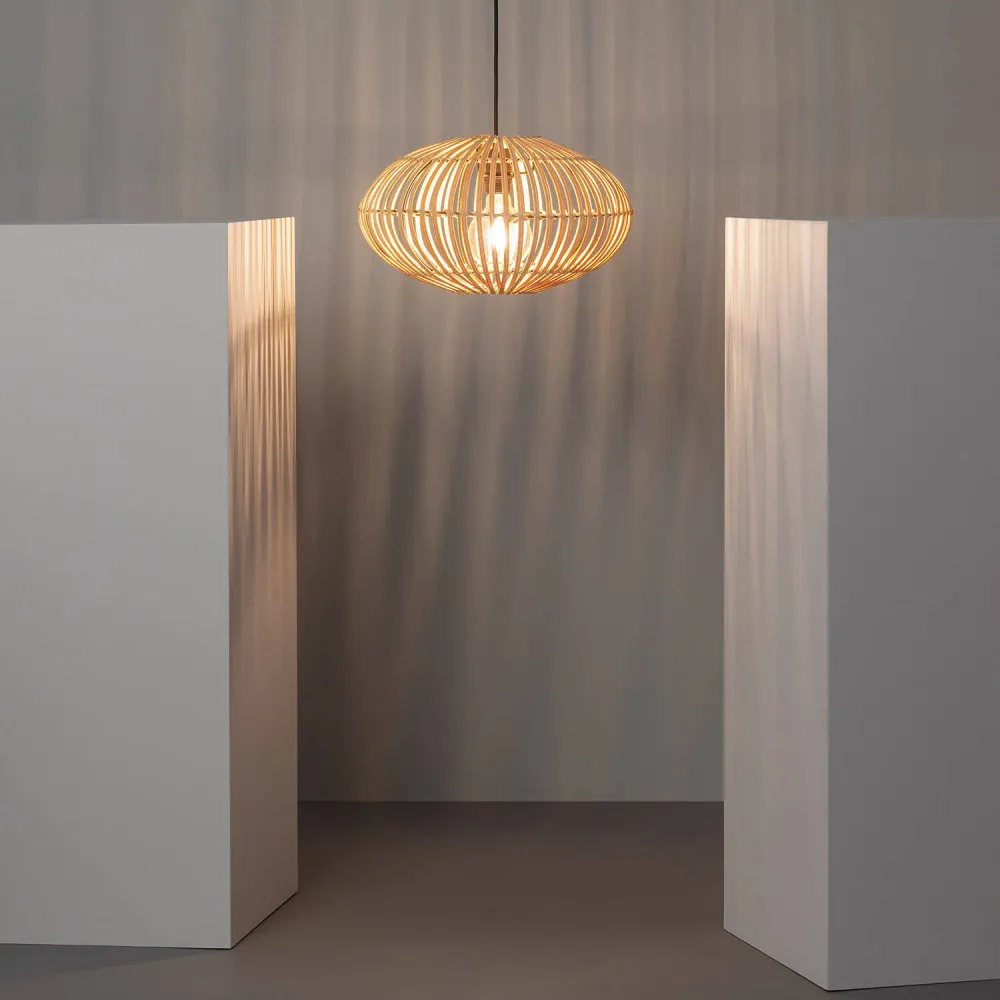 Luminaire de plafond encastrable Suspension en bambou Atamach avec éclairage LED intégré