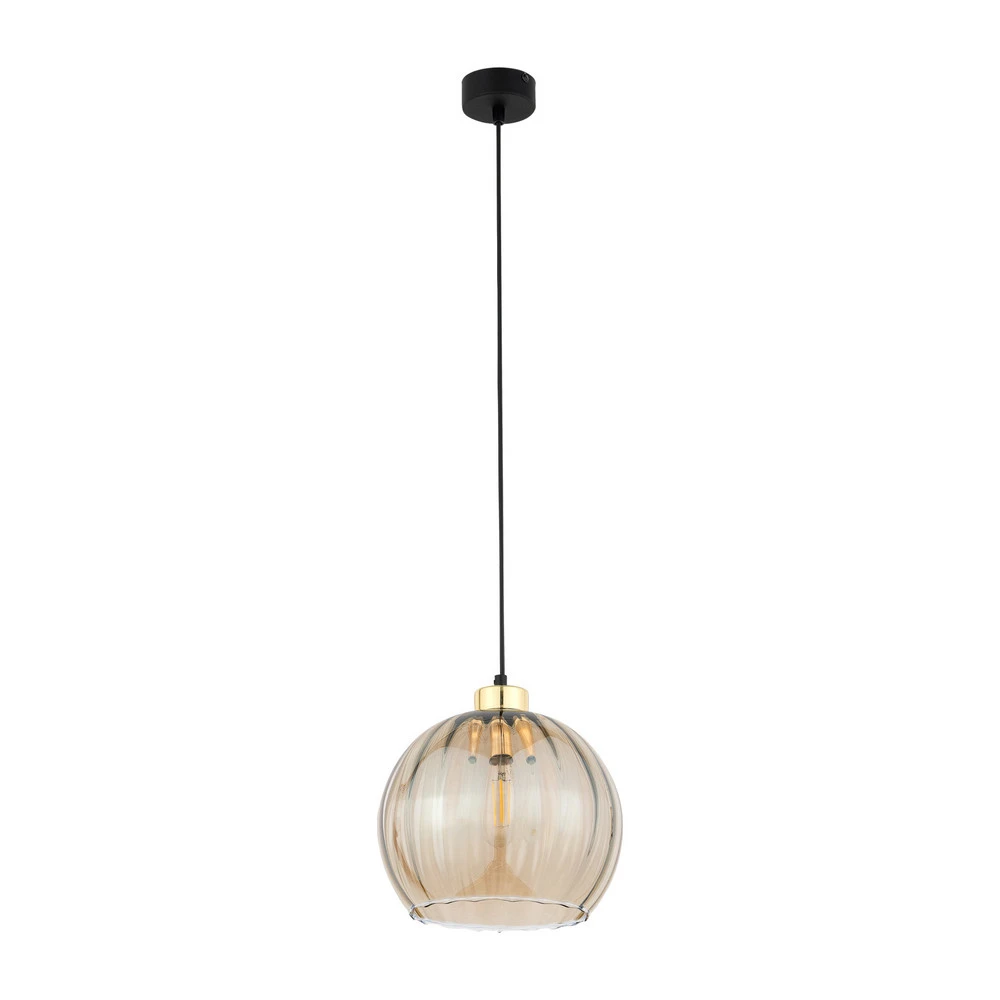 Luminaire de plafond encastrable Suspension Devi, verre, ambre, à 1 lampe, Ø 25cm