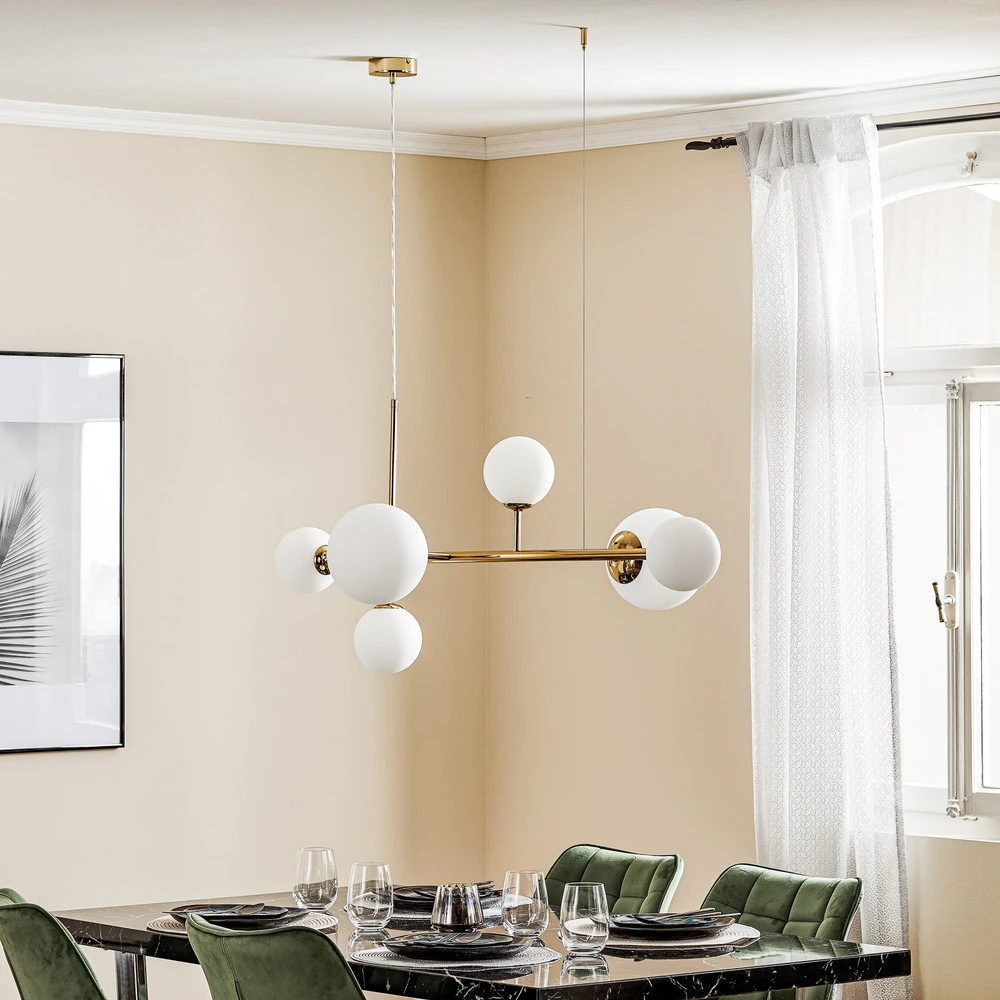 Luminaire de plafond encastrable Suspension Dione, à 6 lampes, dorée