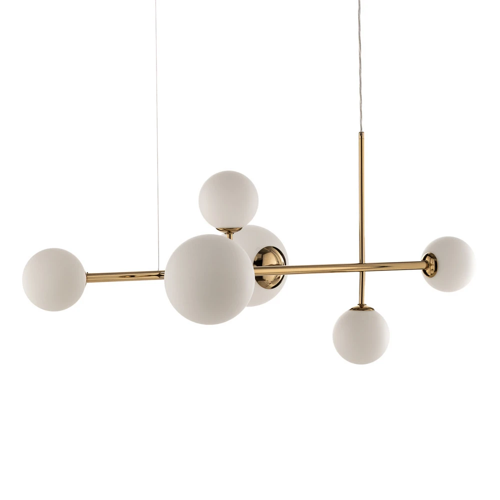 Luminaire de plafond encastrable Suspension Dione, à 6 lampes, dorée