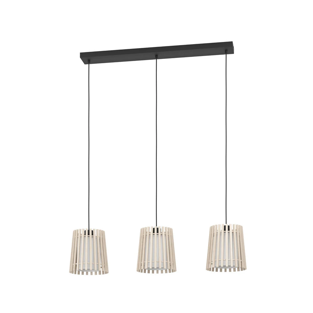 Luminaire de plafond encastrable Suspension Fattoria doubles abat-jour, à 3 lampes