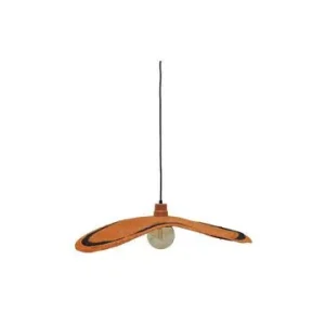 Luminaire de plafond encastrable Suspension en fibre naturelle orange et rayure Uluwatu Chehoma - 75cm