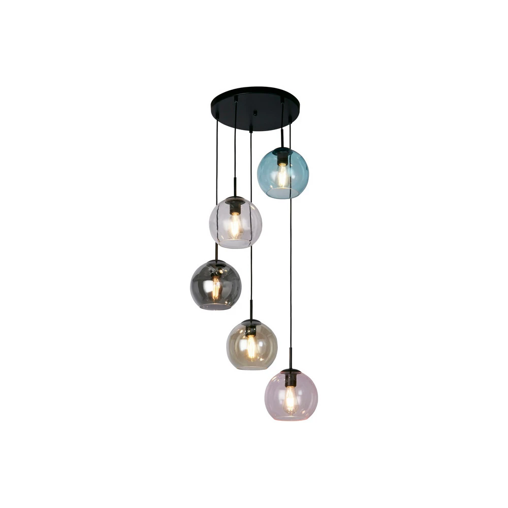 Luminaire de plafond encastrable Suspension Mardi Gras II, 5 lampes, ronde, noire