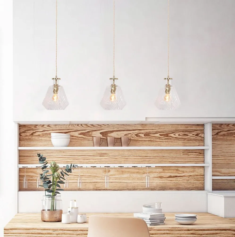 Luminaire de plafond encastrable Suspension En Verre Et Laiton | Grazio