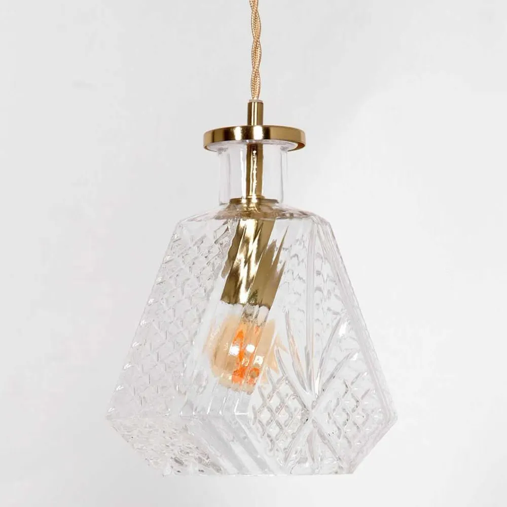 Luminaire de plafond encastrable Suspension En Verre Et Laiton | Grazio
