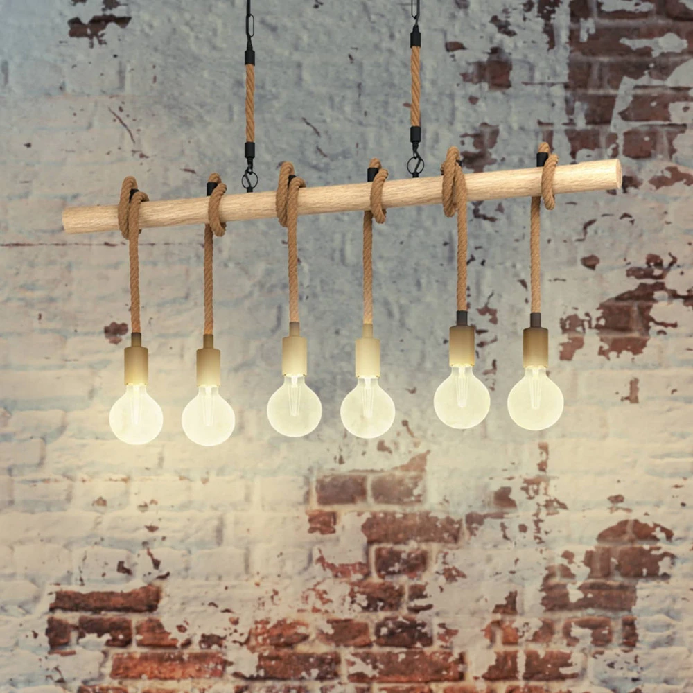 Luminaire de plafond encastrable Suspension Youngstown, longueur 100 cm, noir/brun, 6 lampes