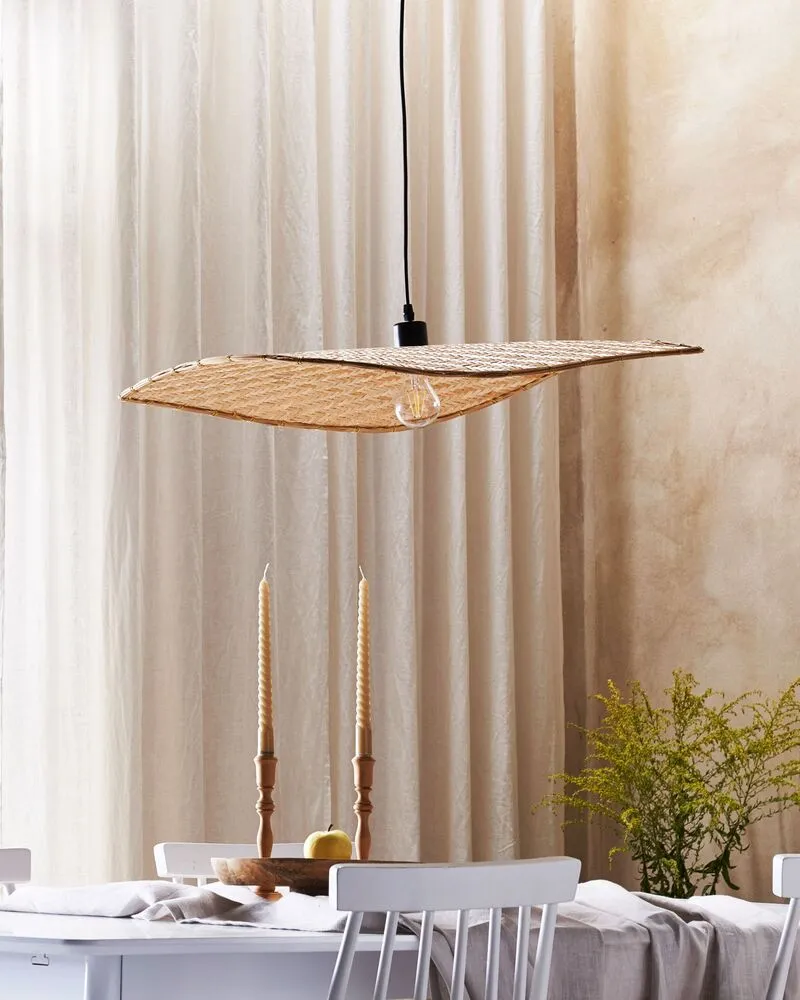 Luminaire de plafond à panneaux Lampe à suspendre en bambou bois évident GALANA