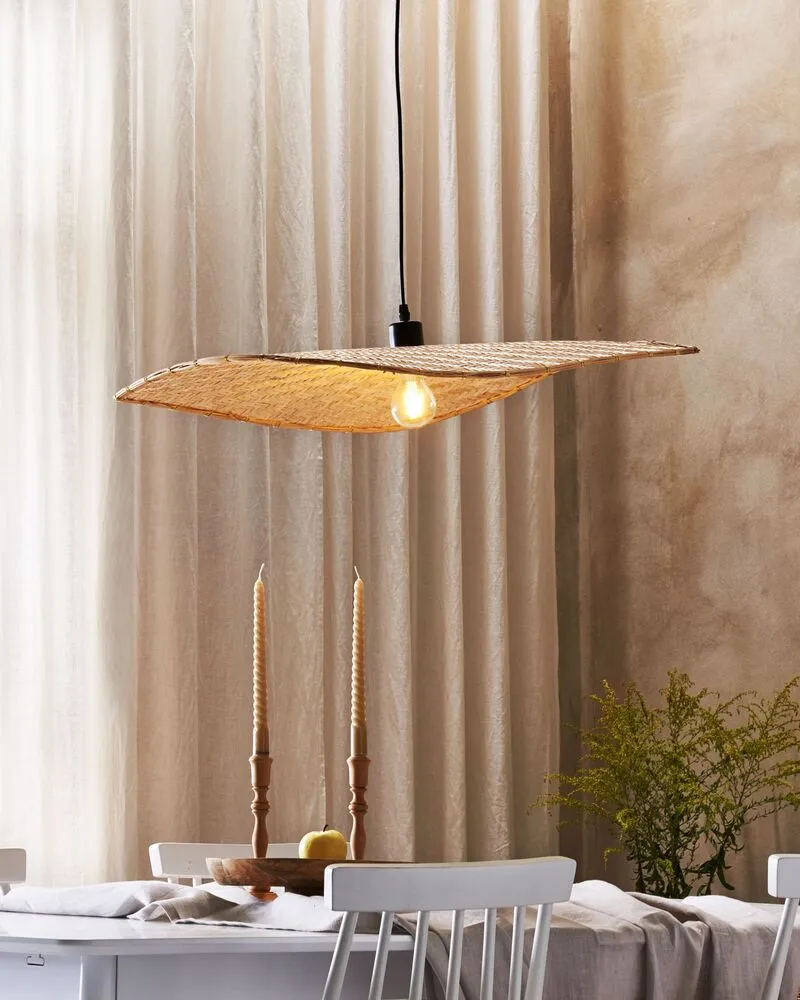 Luminaire de plafond à panneaux Lampe à suspendre en bambou bois évident GALANA
