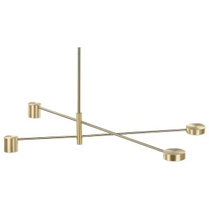Luminaire de plafond à panneaux Lampe suspension en métal doré à 4 LED BANDON