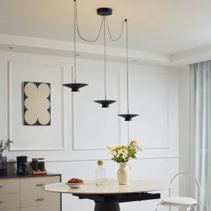 Luminaire de plafond à panneaux Lindby suspension LED Norvind, à 6 lampes, noir, métal