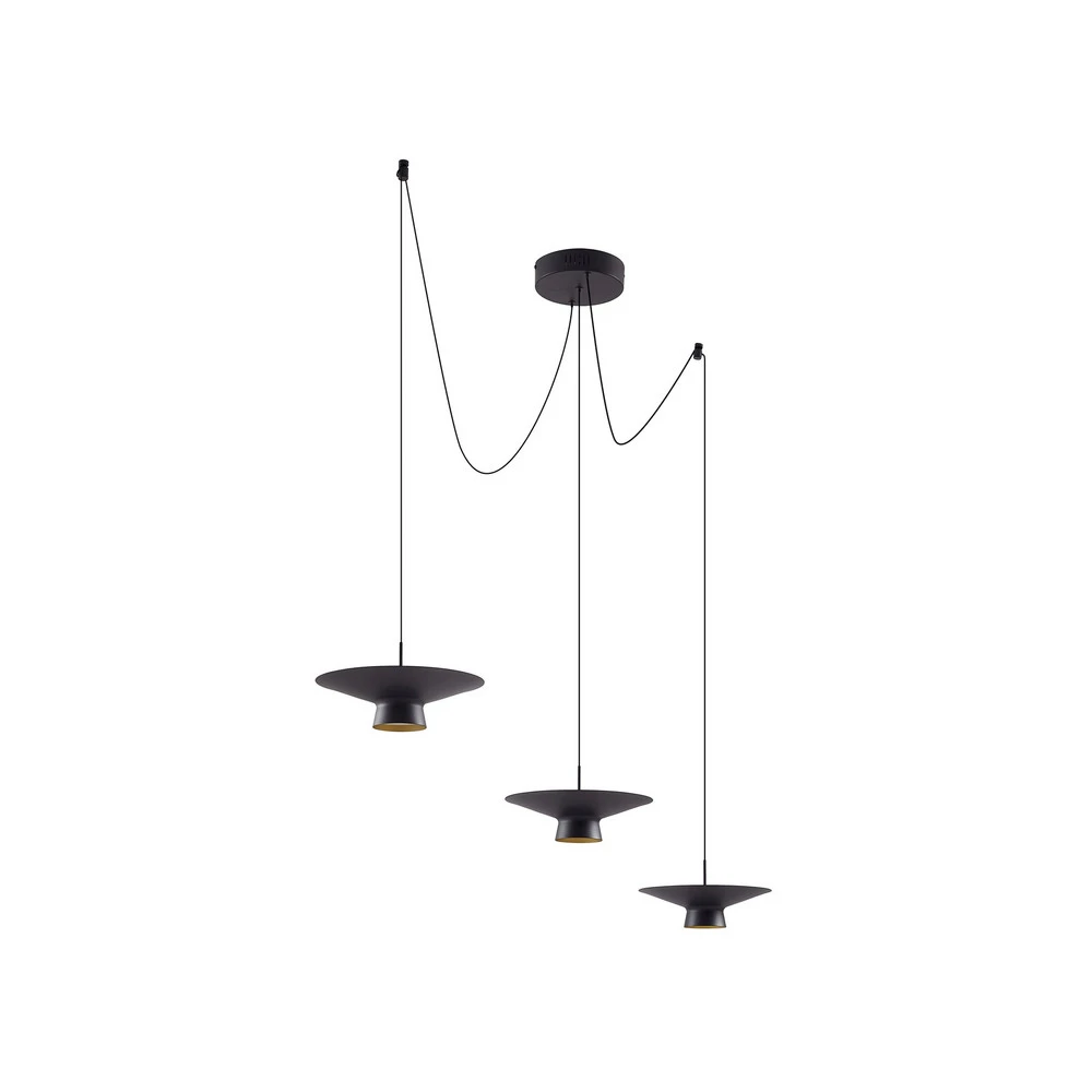 Luminaire de plafond à panneaux Lindby suspension LED Norvind, à 6 lampes, noir, métal
