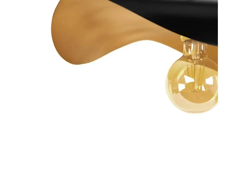 Luminaire de plafond à panneaux MADAME-LOT 3 - Suspension chapeau de dame métal noir et or