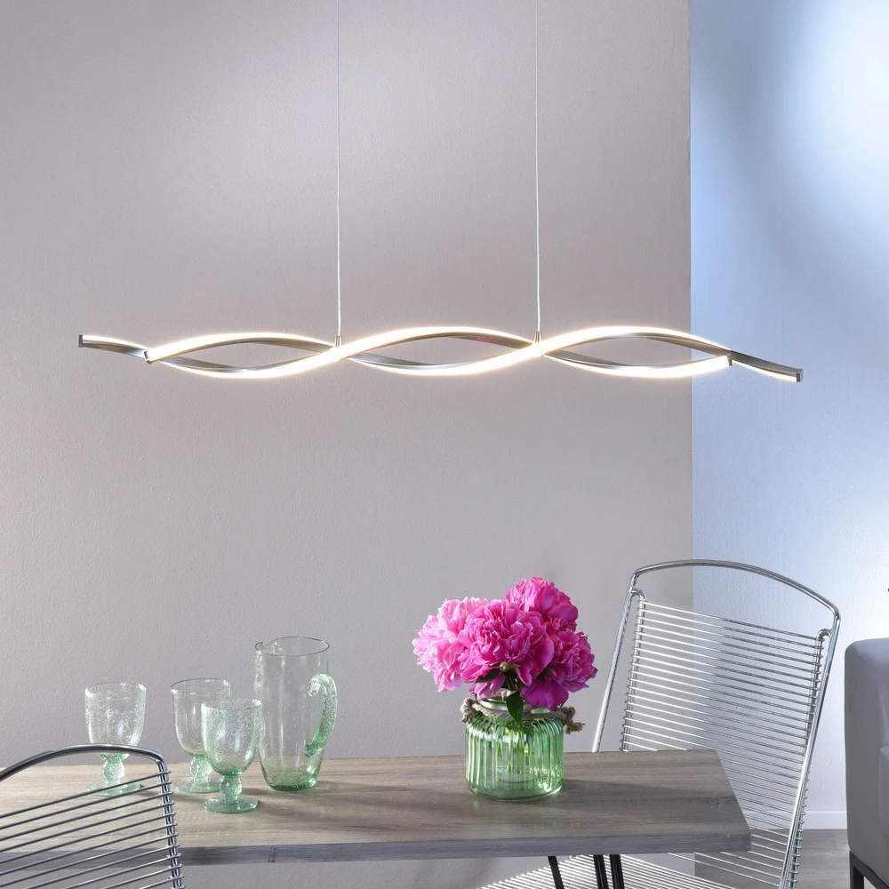 Luminaire de plafond à panneaux Paul Neuhaus Suspension LED Polina, argent, métal, intensité variable