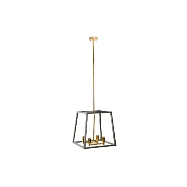Luminaire de plafond à panneaux Suspension Luminaire Cage en Métal Cuivre et Doré