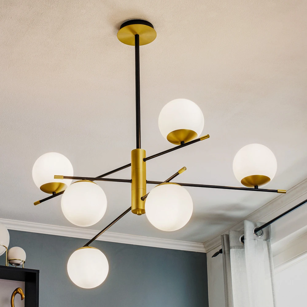 Luminaire de plafond à panneaux Suspension Nostalgia, à 6 lampes
