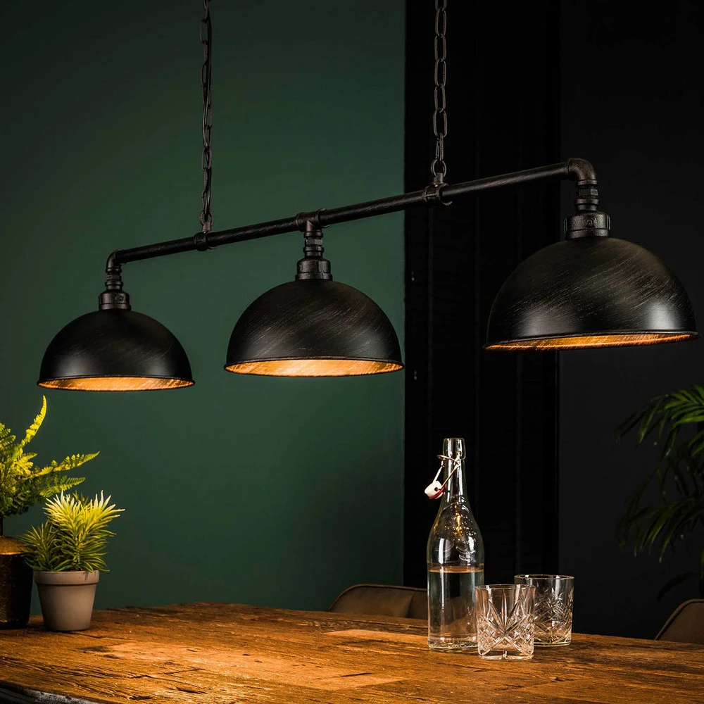 Luminaire de plafond à panneaux Suspension Vanderbrock, noire, à trois lampes