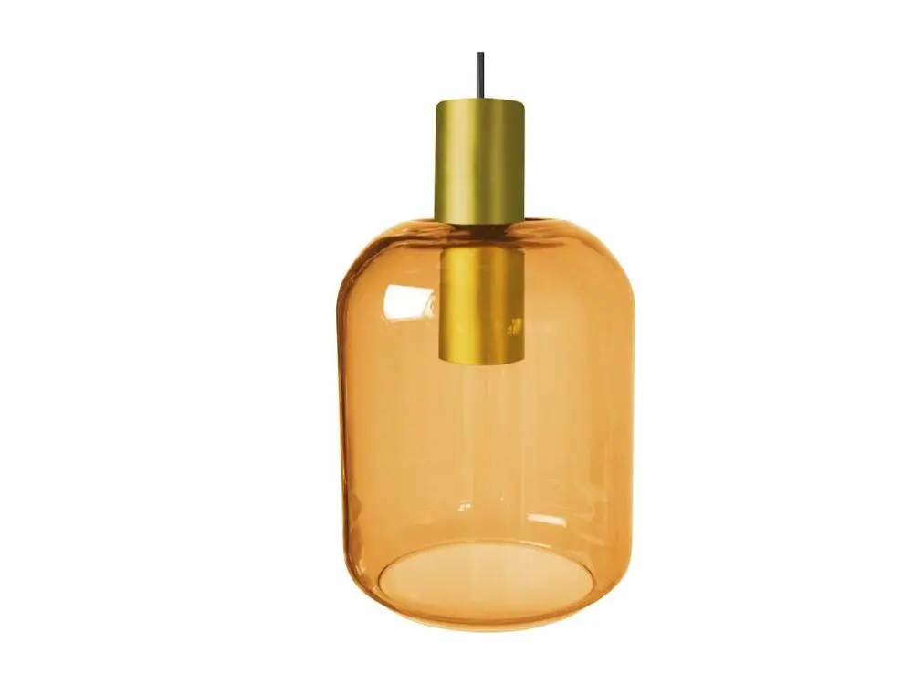 Luminaire de plafond à panneaux Suspension verre ambre métal doré 105 cm.