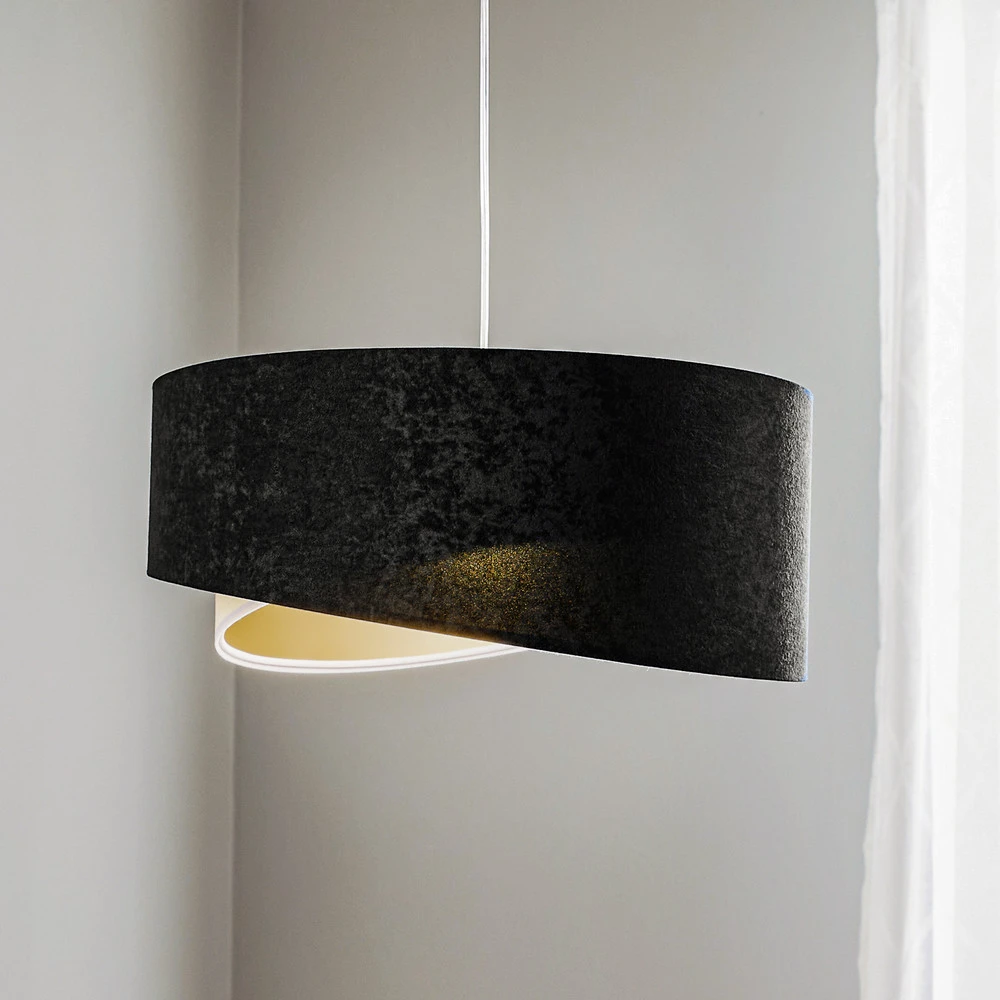 Luminaire de plafond à panneaux Suspension Vivien, tricolore, noir/blanc/or