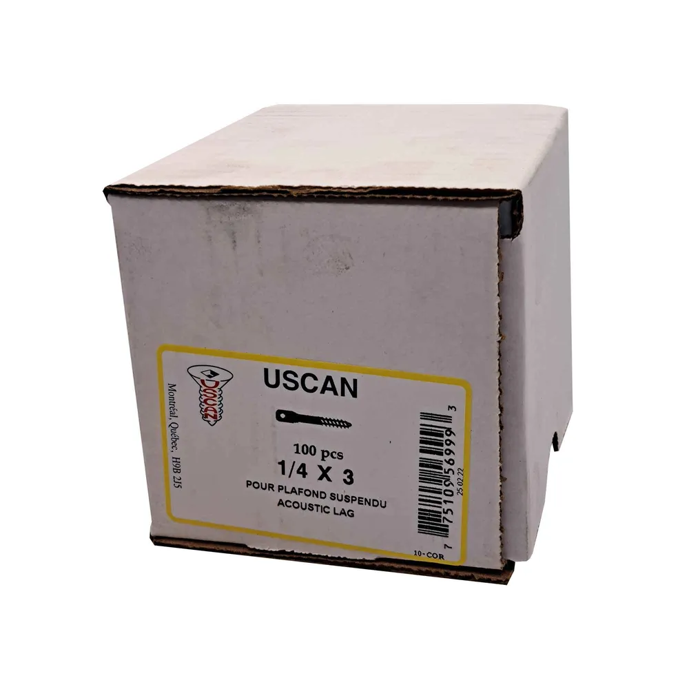 Luminaire de plafond à panneaux Vis tire-fond pour plafond suspendu, #1/4 x 3" (100 unités)