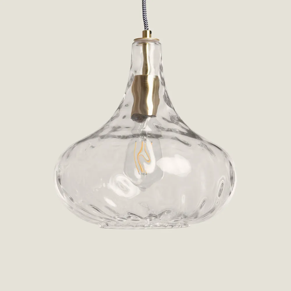 Luminaire suspendu avec verre, doté d'éclairage LED et design Tassel. IP44 pour salle de bain