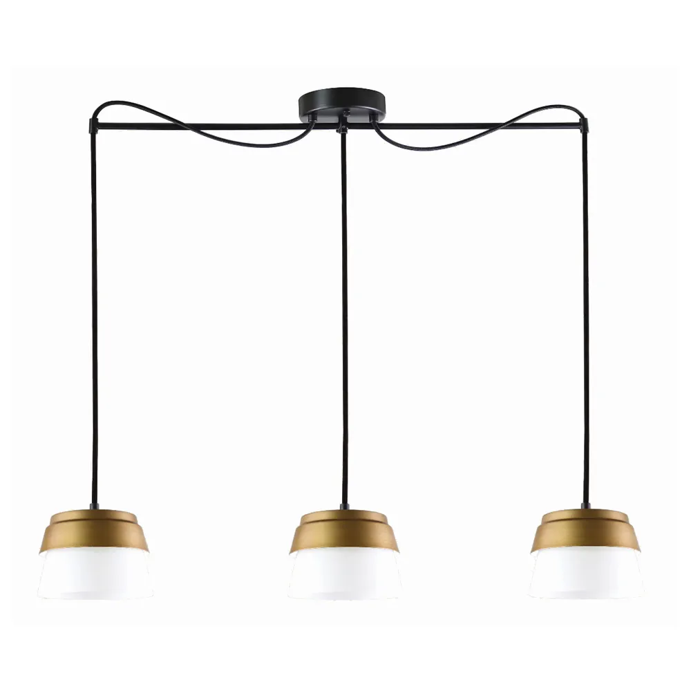 Luminaire suspendu Beldi à 3 lumières de la collection Canaries, noir et or - Installation Facile