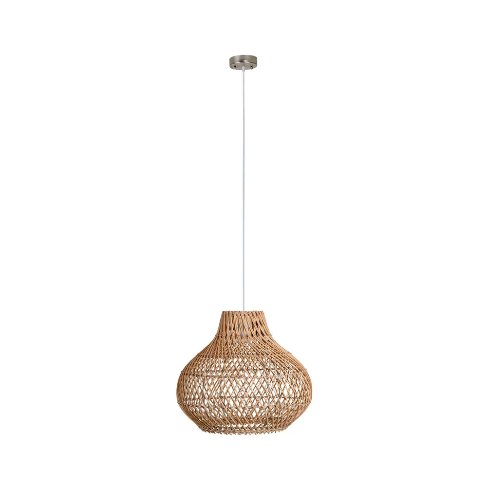 Luminaire suspendu Home Town en rotin, naturel IP44 pour salle de bain