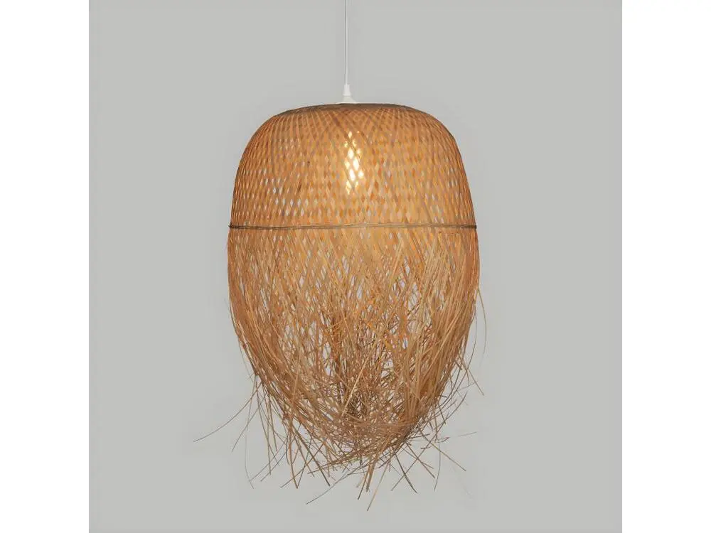 Luminaire Suspension en Bambou Naturel D 40 cm avec diffuseur opale