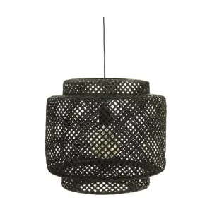 Luminaire Suspension en Bambou Noir D 40 cm Sans outil d'installation