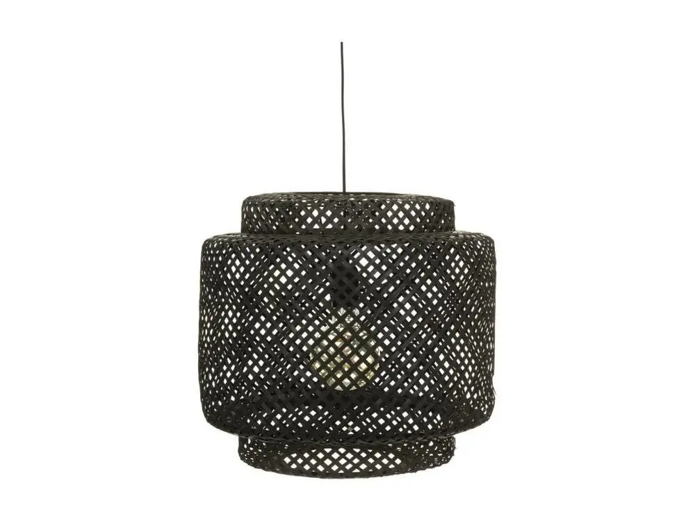 Luminaire Suspension en Bambou Noir D 40 cm Sans outil d'installation
