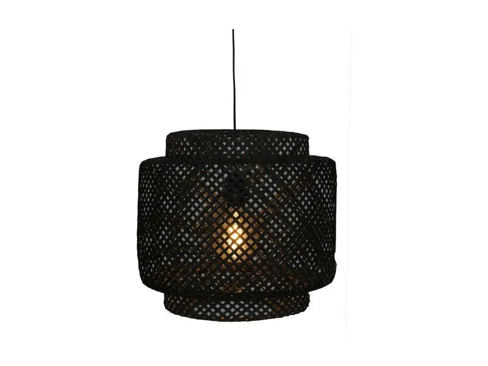Luminaire Suspension en Bambou Noir D 40 cm Sans outil d'installation
