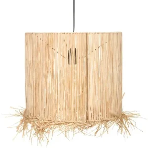 Luminaire Suspension en Raphia naturel D 30 cm Sans outil d'installation