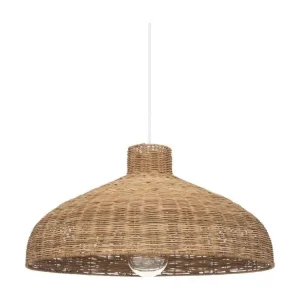 Luminaire Suspension en Rotin et Métal D 58 cm en acrylique dépoli