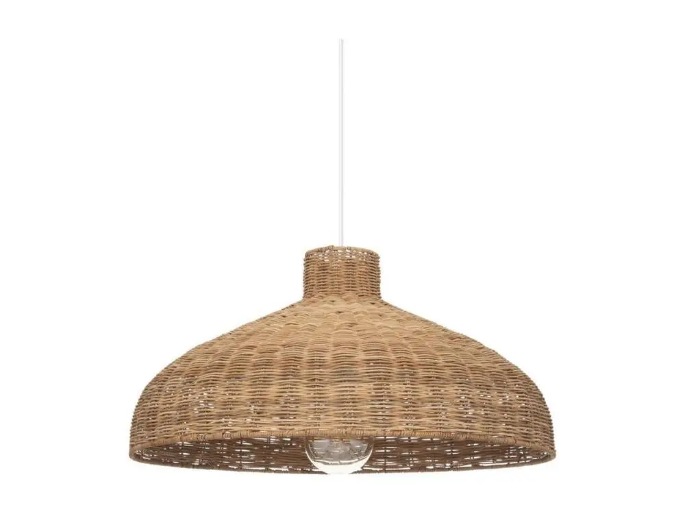 Luminaire Suspension en Rotin et Métal D 58 cm en acrylique dépoli