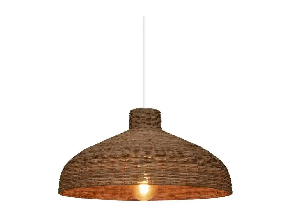Luminaire Suspension en Rotin et Métal D 58 cm en acrylique dépoli