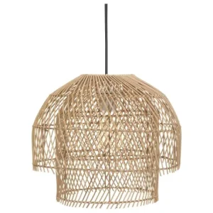 Luminaire Suspension en Rotin et Métal D 38 cm - Installation Facile