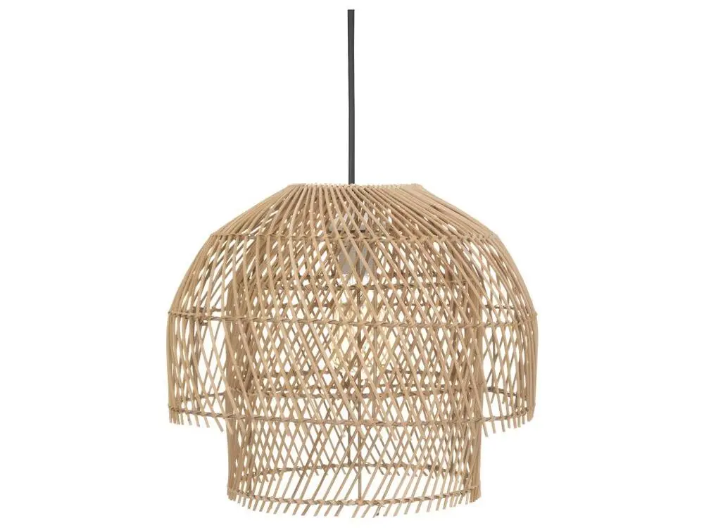 Luminaire Suspension en Rotin et Métal D 38 cm - Installation Facile