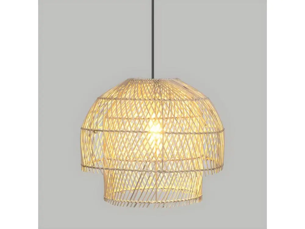 Luminaire Suspension en Rotin et Métal D 38 cm - Installation Facile