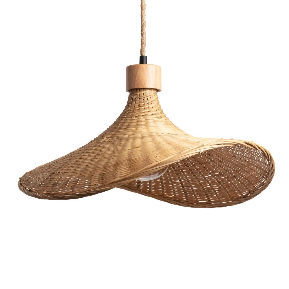 Lumière suspendue en bambou avec éclairage LED Kathu Sienet à fixation clip