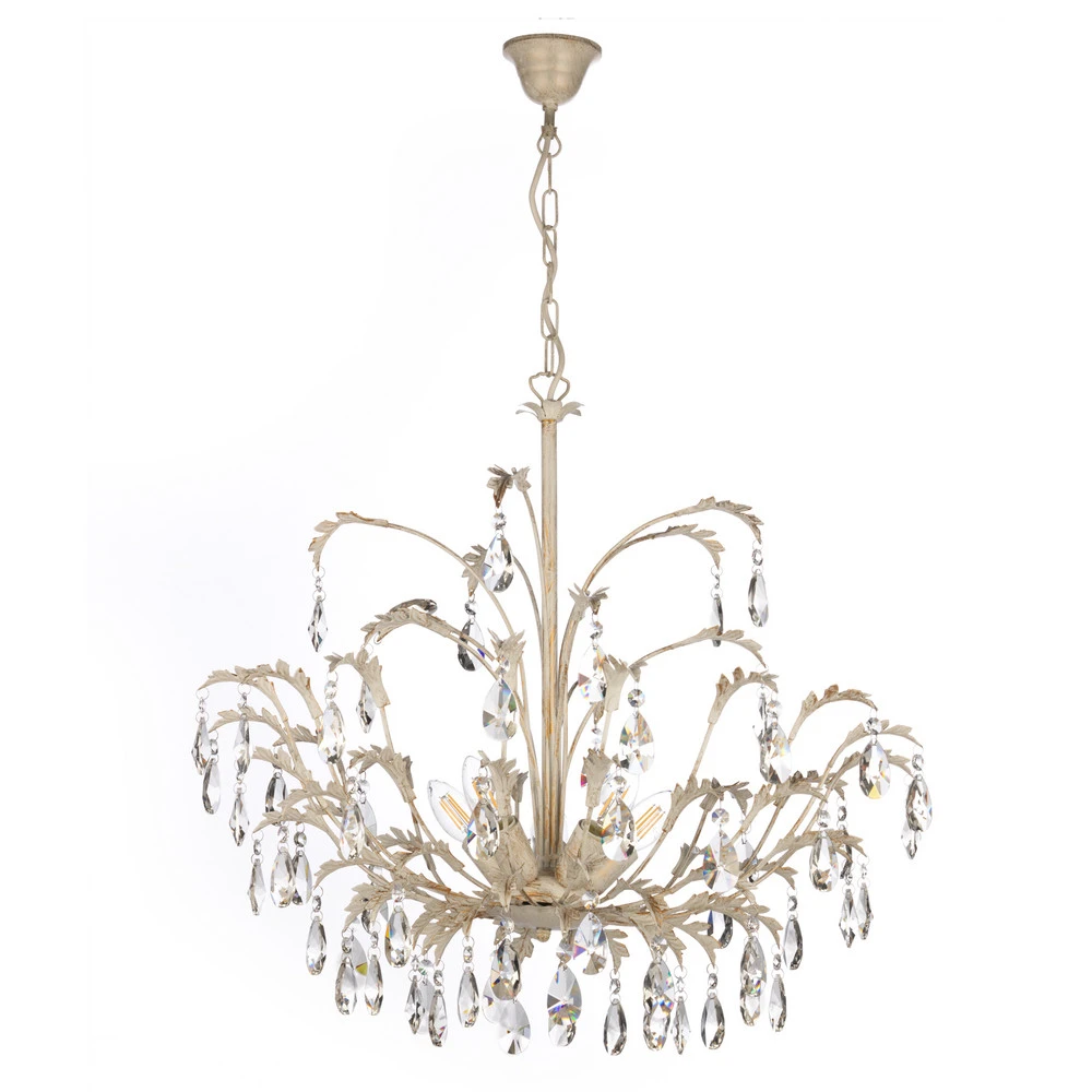 Lustre Cesta, cinq lampes avec cristaux avec fixation réglable