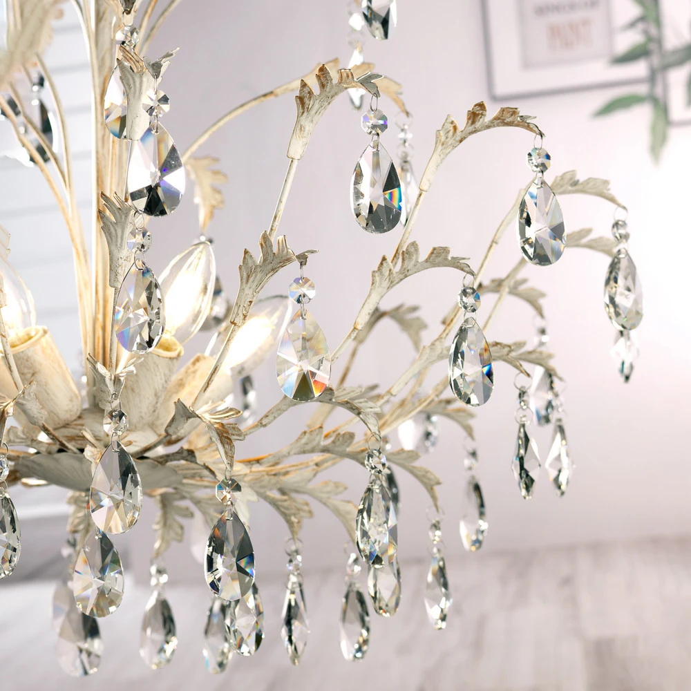 Lustre Cesta, cinq lampes avec cristaux avec fixation réglable