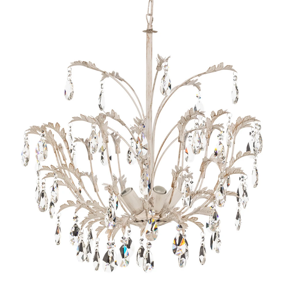 Lustre Cesta, cinq lampes avec cristaux avec fixation réglable