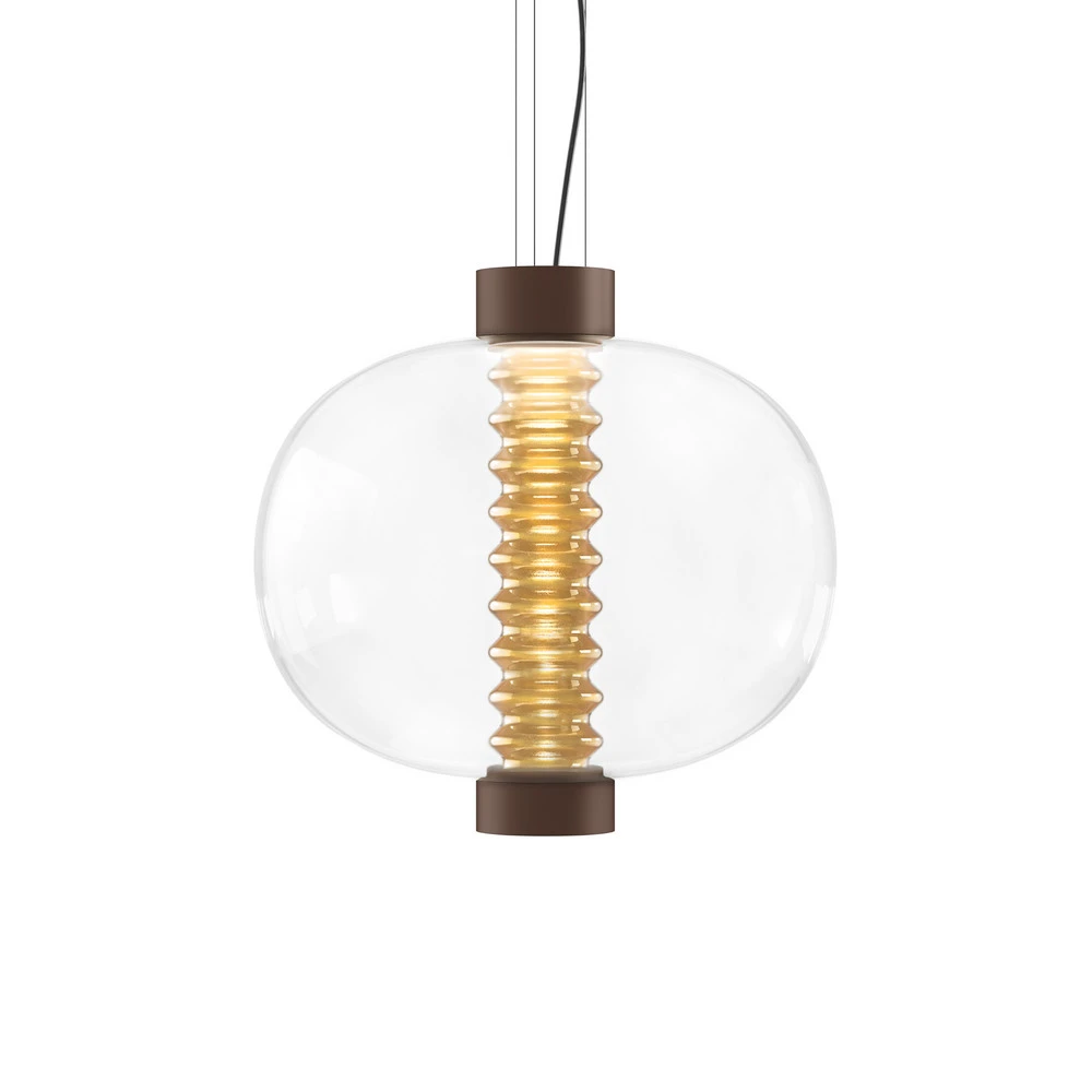 Lustre Cristal Premium Kundalini Bolha suspension LED en verre, ambrée