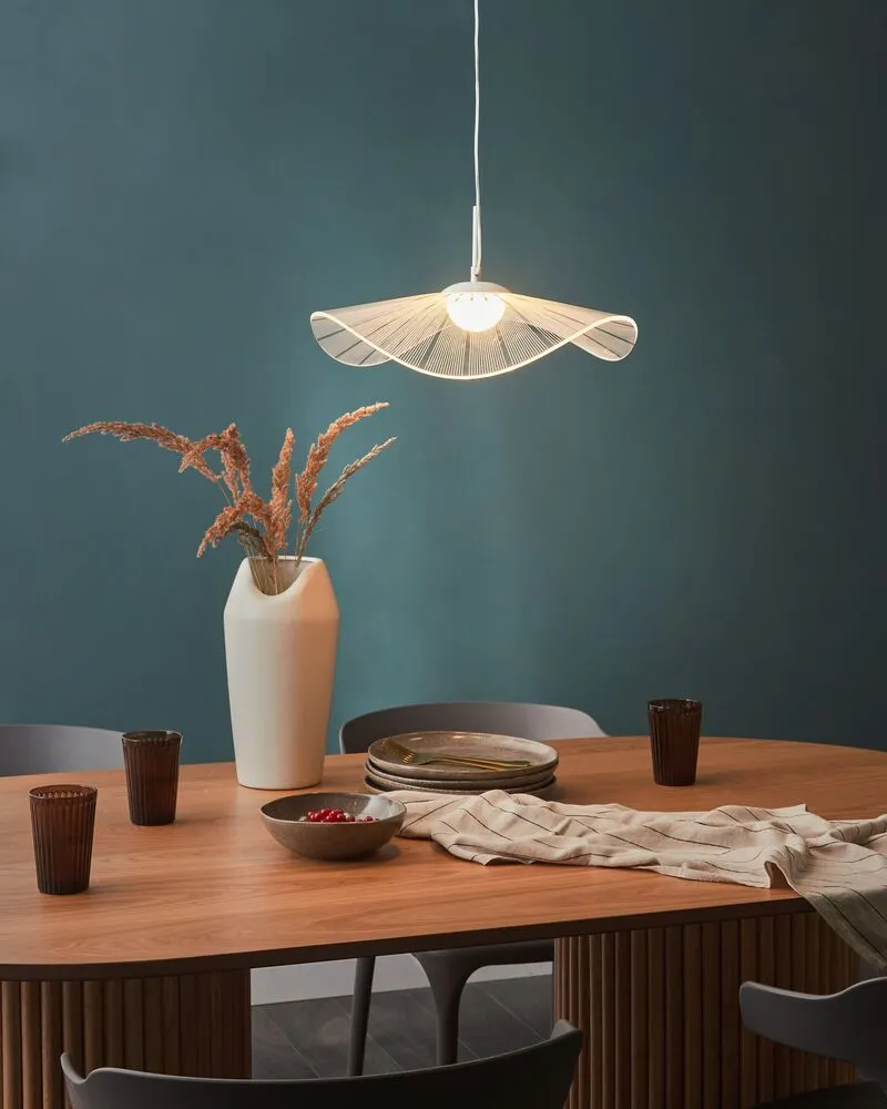 Lustre Cristal Premium Lampe suspendue LED en métal blanc LOIRE