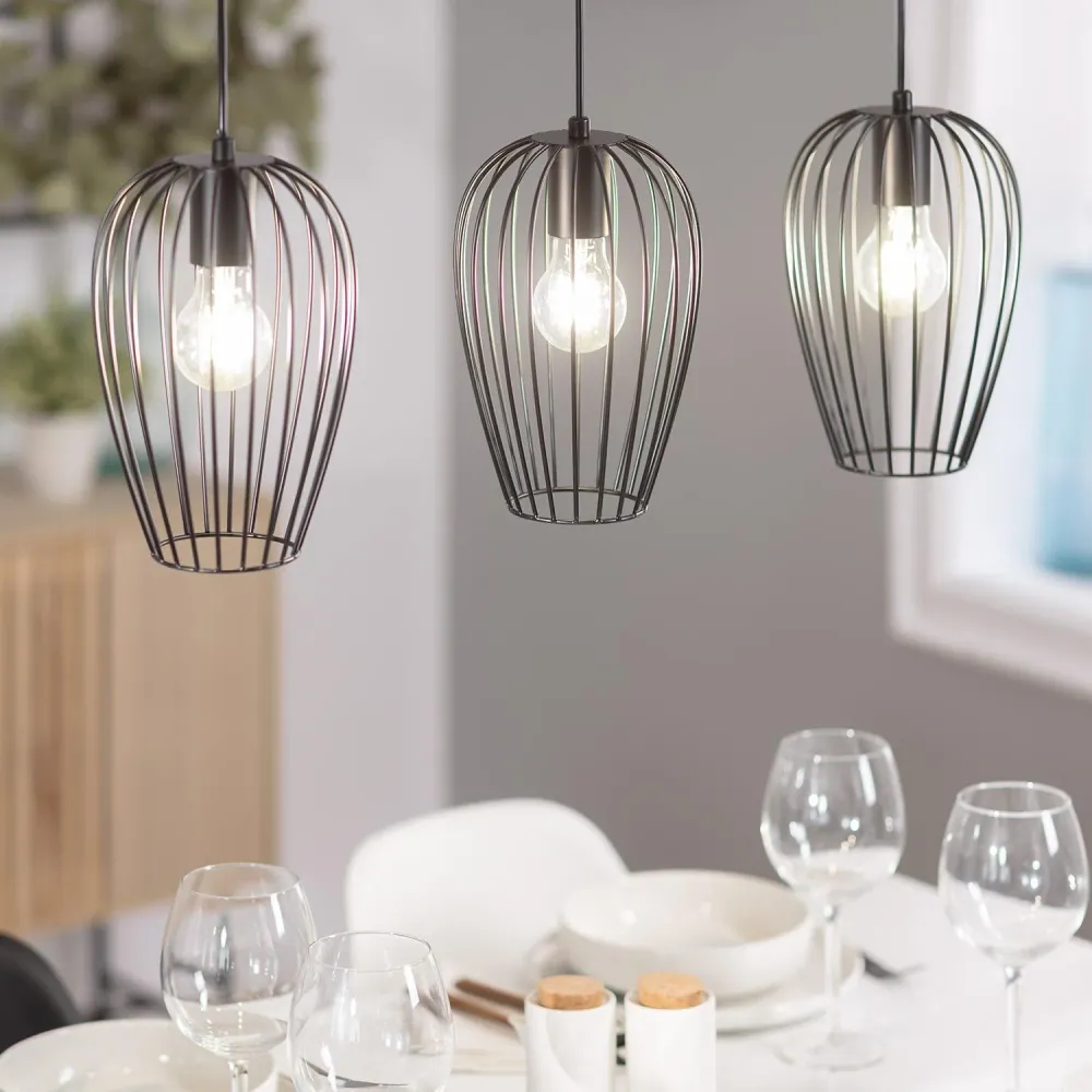 Lustre Cristal Premium Lampe suspendue Telmi en métal avec trois éclairages à LED.