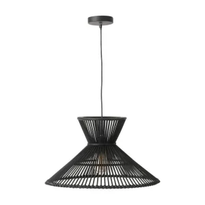 Lustre Cristal Premium Lampe Suspension en Bambou "Midano" 53cm Noir