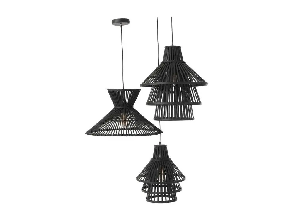 Lustre Cristal Premium Lampe Suspension en Bambou "Midano" 53cm Noir