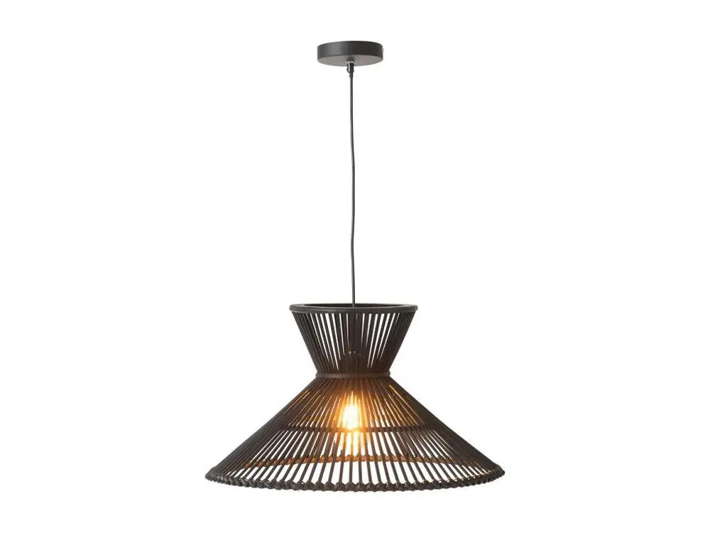 Lustre Cristal Premium Lampe Suspension en Bambou "Midano" 53cm Noir