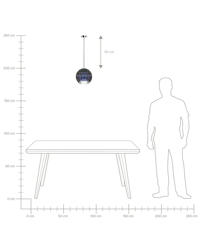 Lustre Cristal Premium Lampe suspension en forme de boule argenté SESSERA