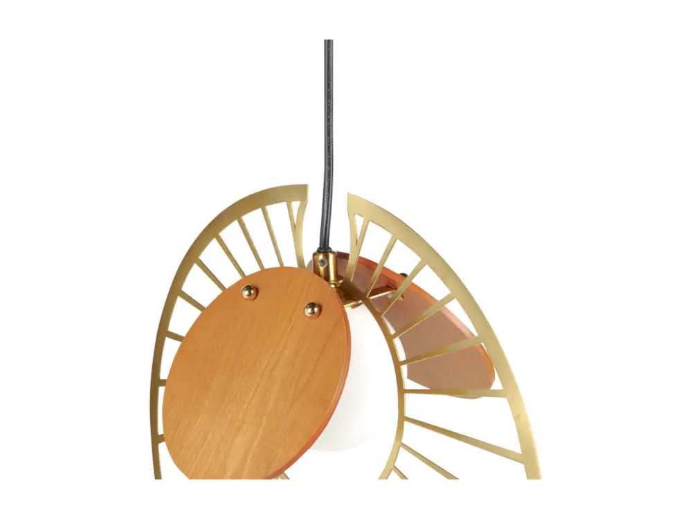 Lustre Cristal Premium Lampe suspension en métal doré et bois net BARGO