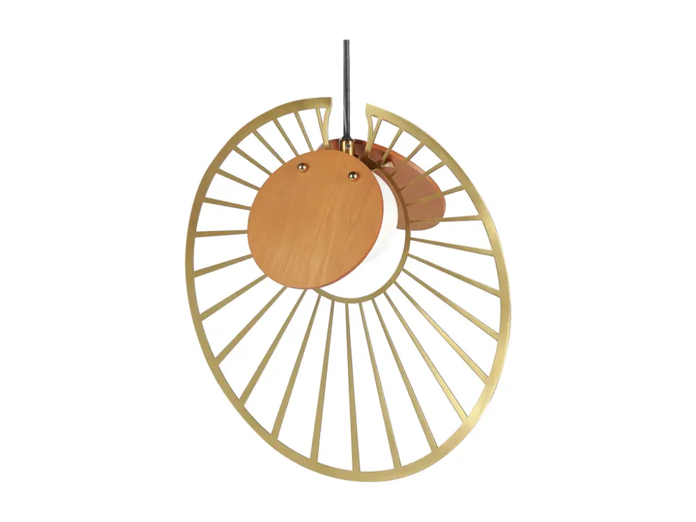 Lustre Cristal Premium Lampe suspension en métal doré et bois net BARGO